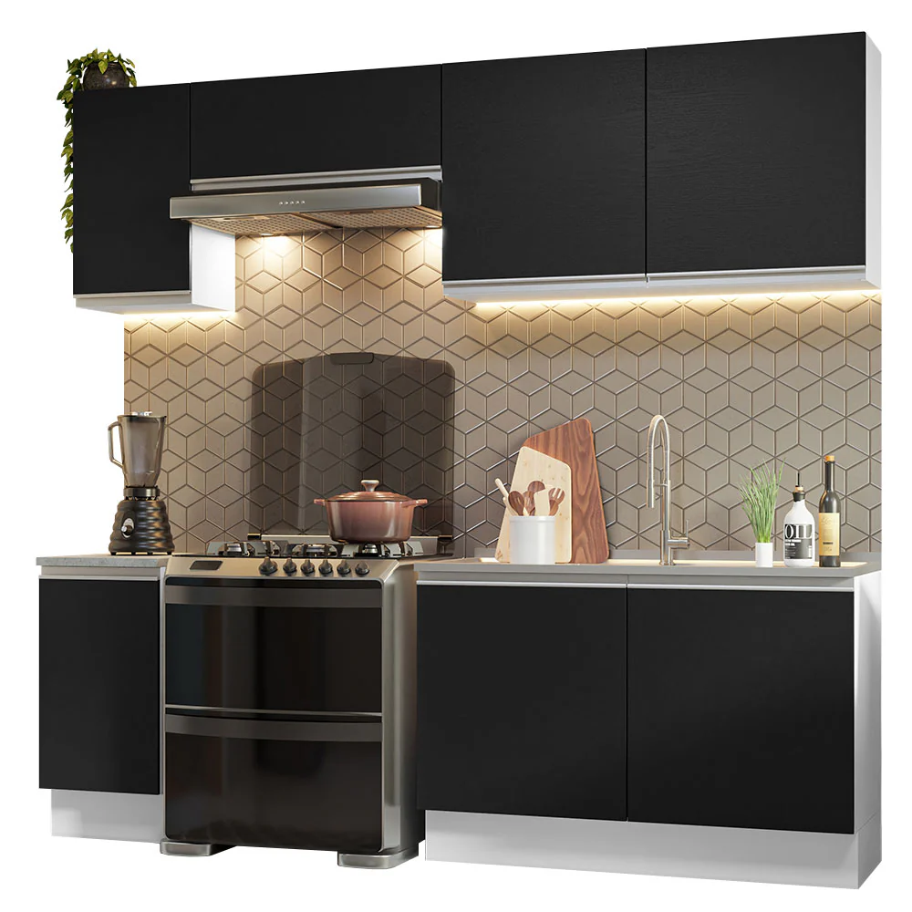 Combo completo de Cocina Glamy Madesa 240cm Blanco/Negro - Image 2