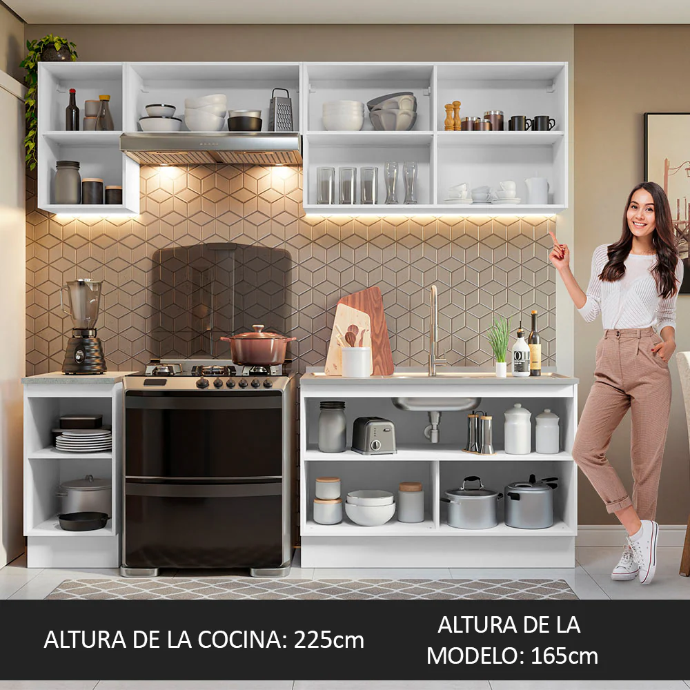 Combo completo de Cocina Glamy Madesa 240cm Blanco/Negro - Image 6