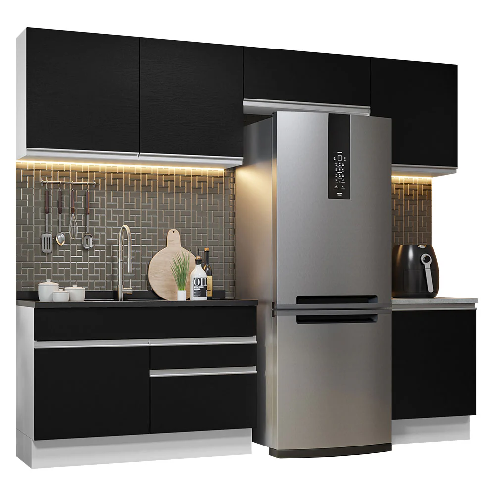 Combo completo de Cocina Glamy Madesa 260cm Blanco/Negro - Image 3