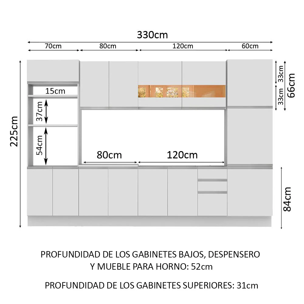 Combo completo de Cocina Madesa 330cm OlimBacha 02 - Image 2