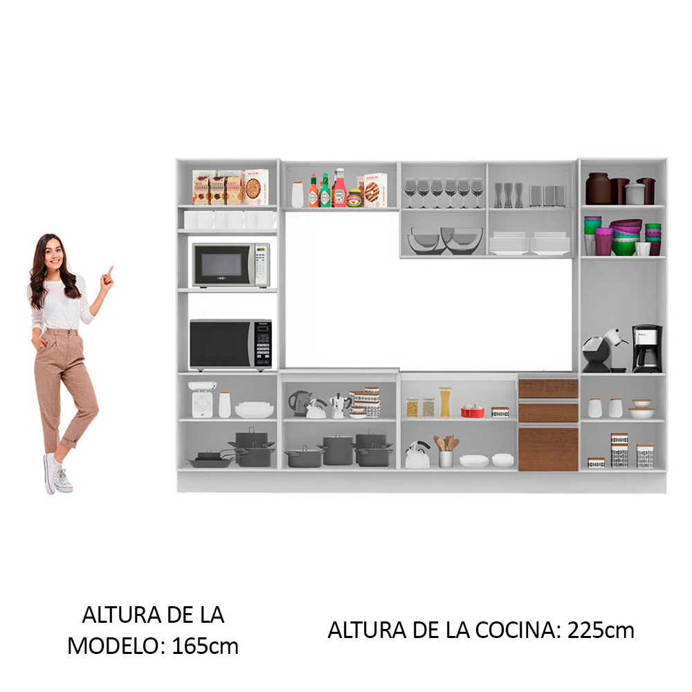 Combo completo de Cocina Madesa 330cm Roma 01 -Blanco/Rústico - Image 4