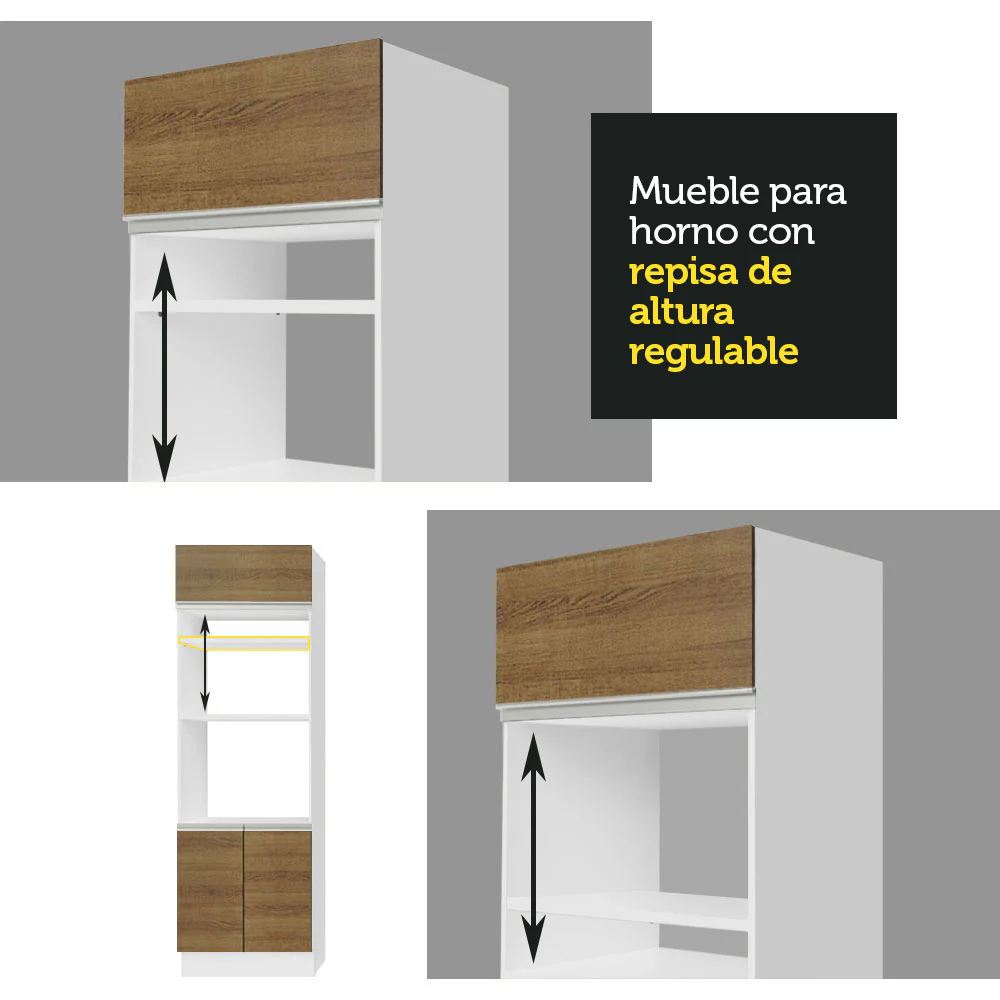 Combo completo de Cocina Madesa 330cm Roma 01 -Blanco/Rústico - Image 6