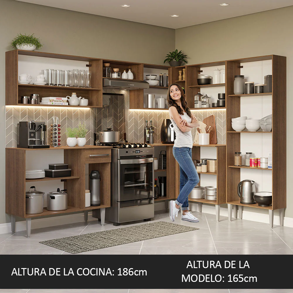 Combo completo de Cocina Esquinera Madesa 417cm Emilly 02 - Marrón - Image 5