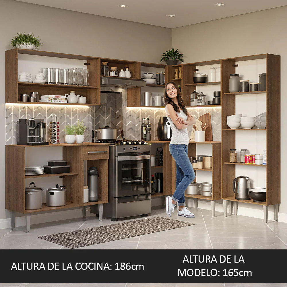 Combo completo de Cocina Esquinera Madesa 417cm Emilly 02 - Marrón - Image 5