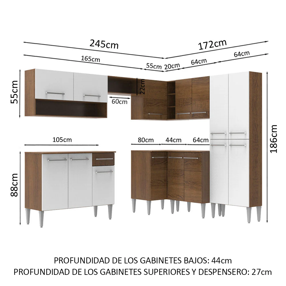 Combo completo de Cocina Esquinera Madesa 417cm Emilly Ice 01 - Image 2