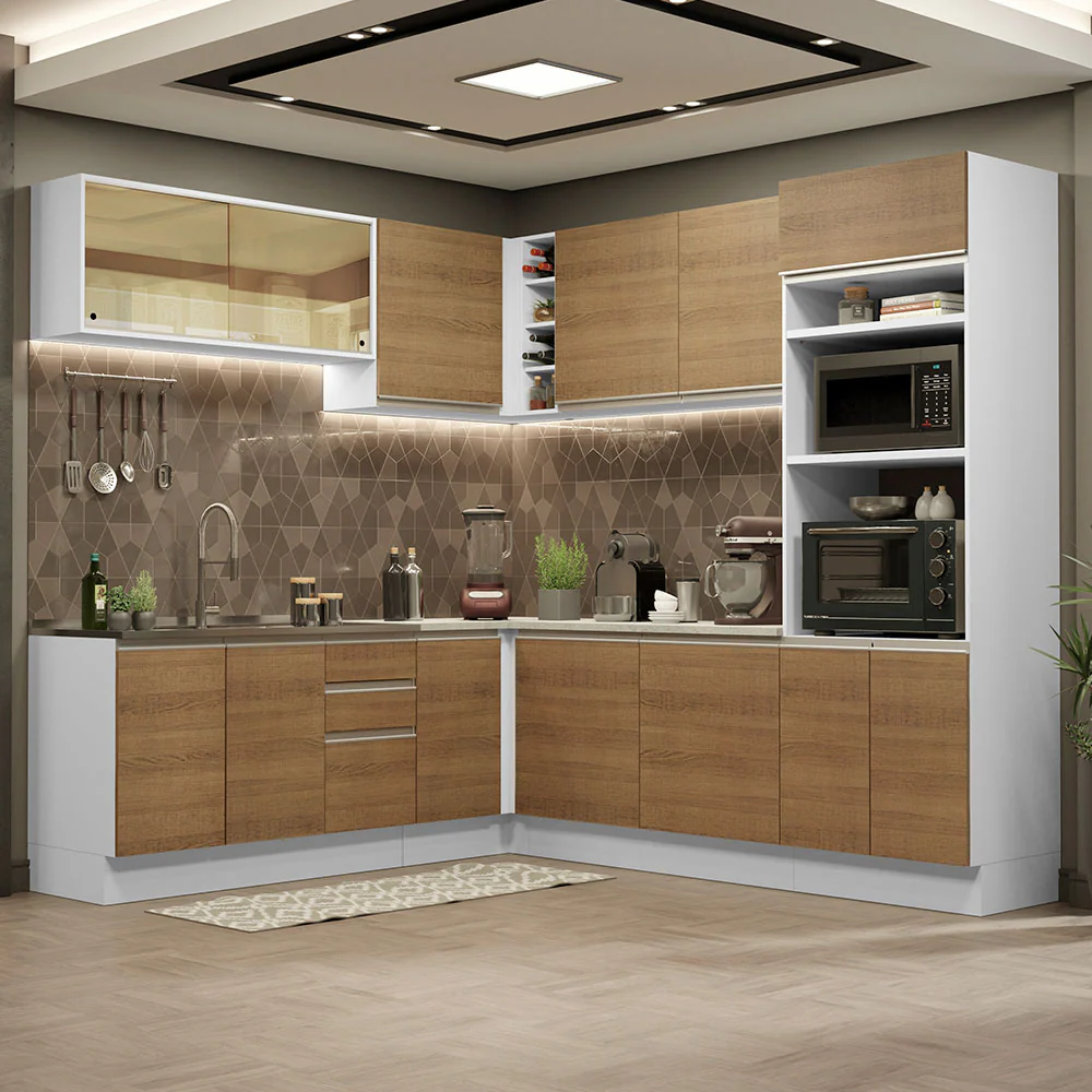 Combo completo de Cocina Esquinera Madesa 469cm Glamy 01 - Blanco