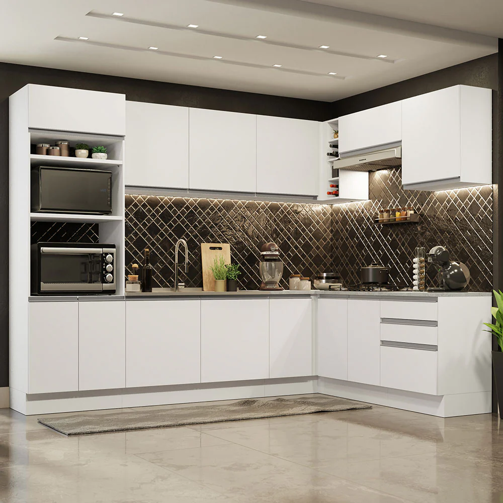 Combo completo de Cocina Esquinera Madesa 479cm Glamy 01 - Blanco