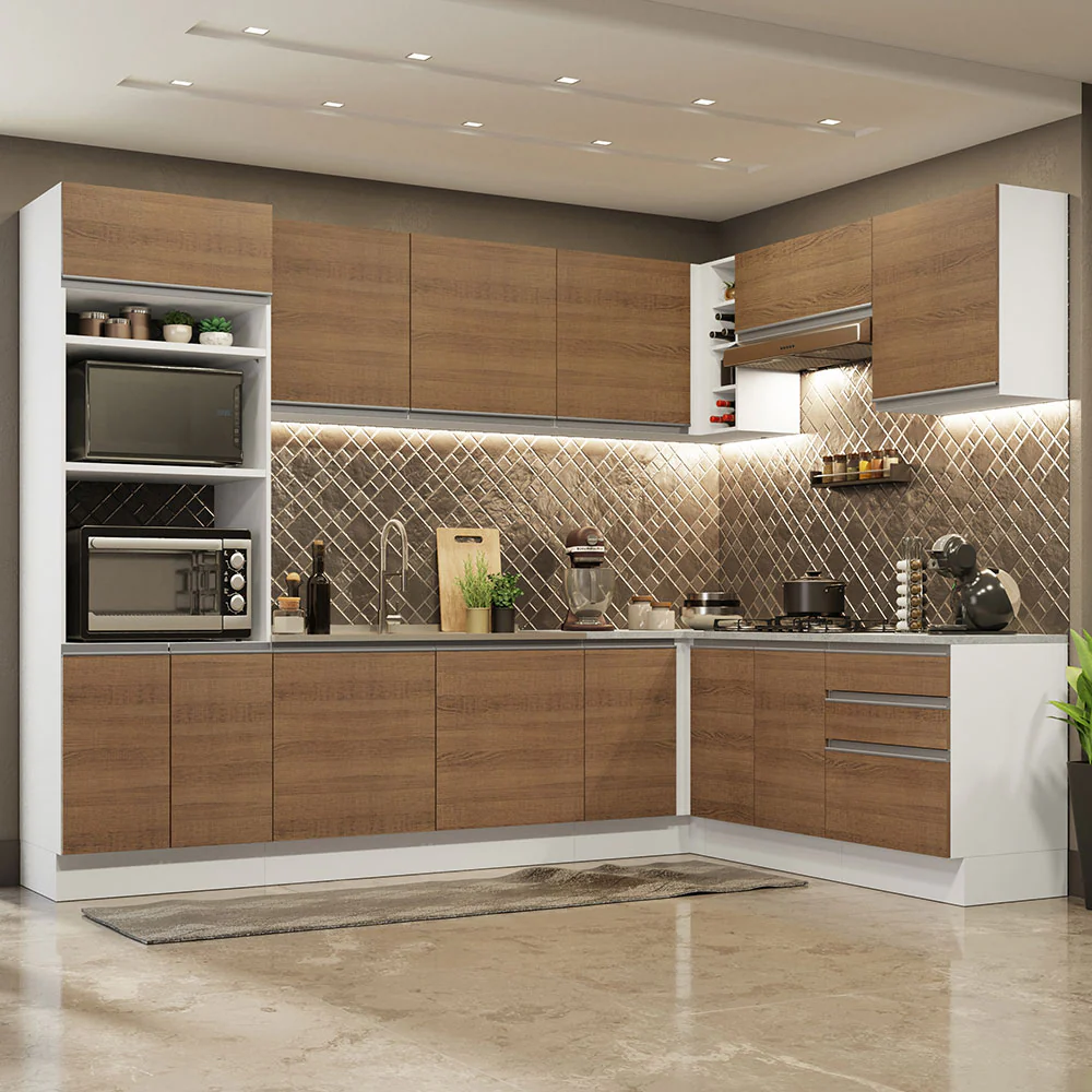 Combo completo de Cocina Esquinera Madesa 479cm Glamy 01 - Blanco