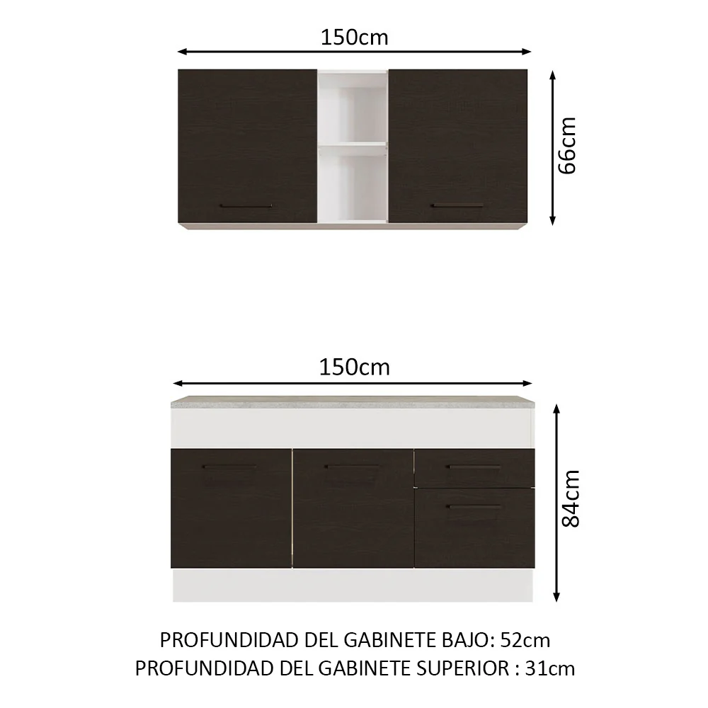 Combo de Cocina Madesa Agata 150cm BN 01 - Image 2