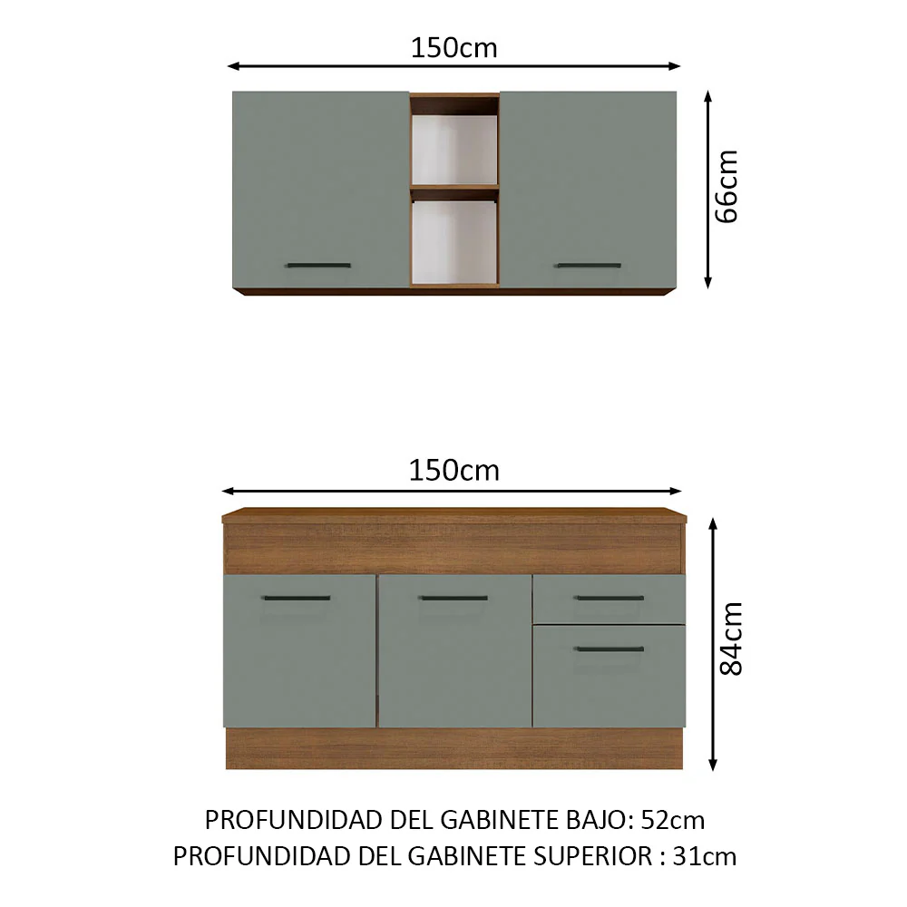 Combo de Cocina Madesa Agata 150cm MG 01 - Image 2