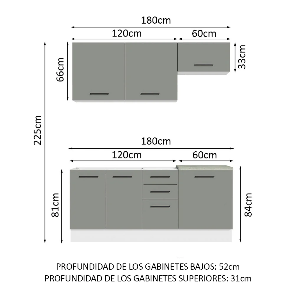 Combo de Cocina Madesa Agata 180cm BG - Image 2