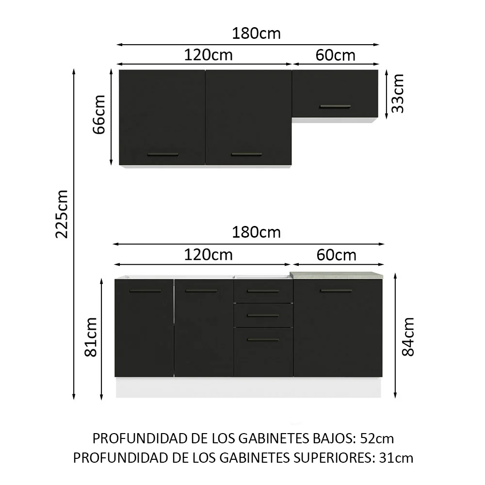 Combo de Cocina Madesa Agata 180cm BN 03 - Image 2