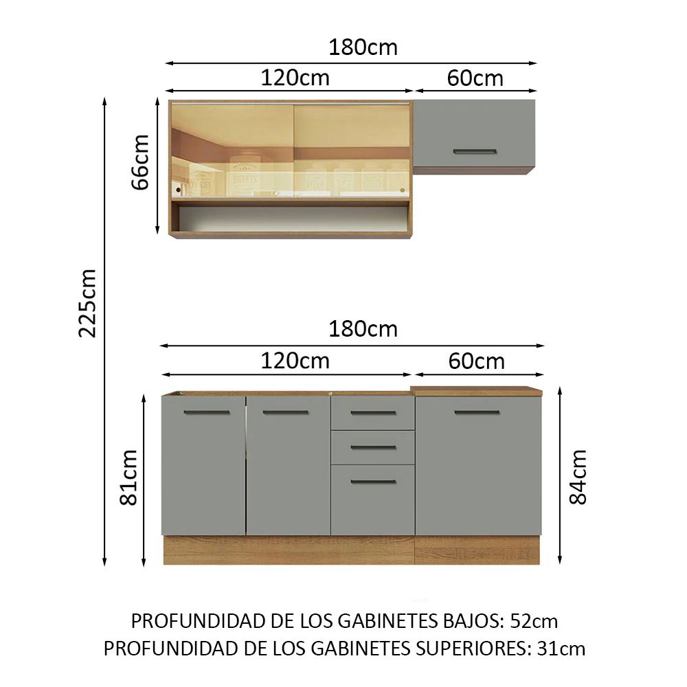 Combo de Cocina Madesa Agata 180cm MG - Image 2