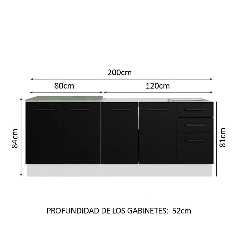 Combo de Cocina Madesa Agata 200cm BN 01 - Image 2