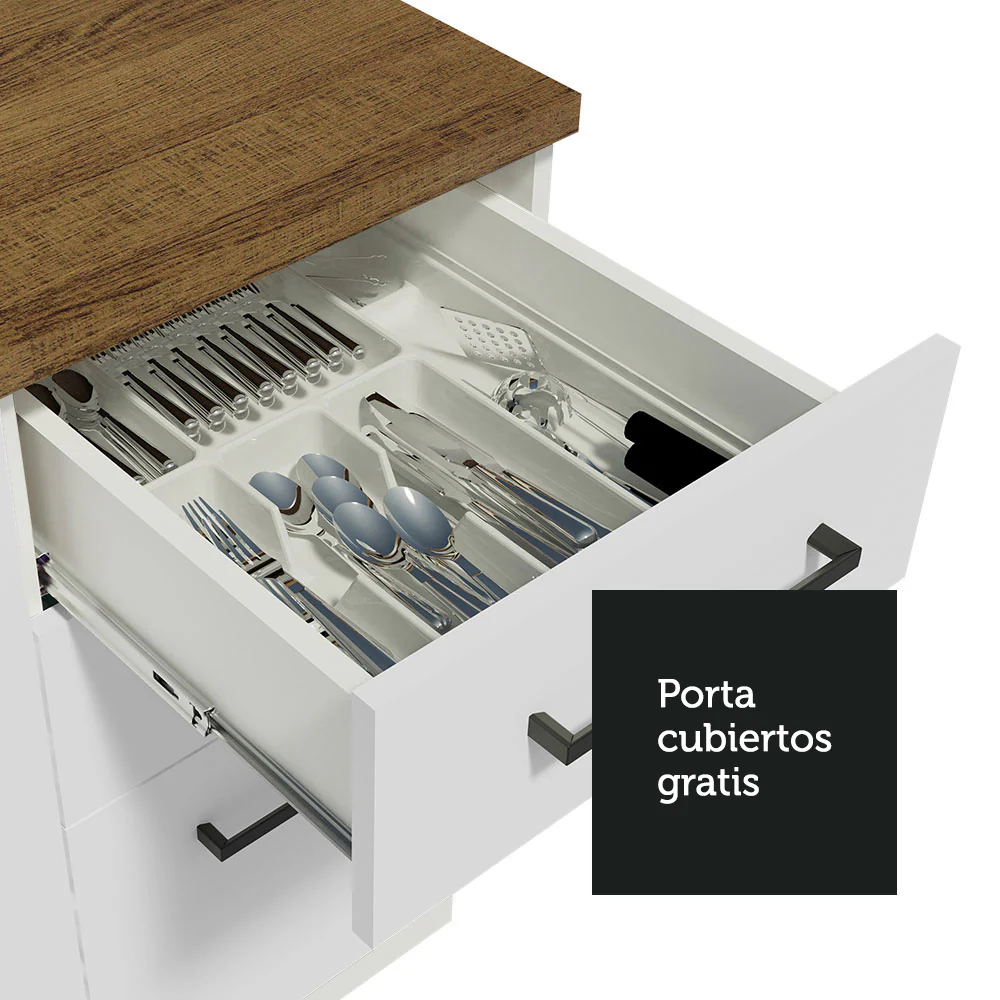 Combo completo de Cocina Madesa Agata 220 cm x 60 cm de fondo - Con Mesada Blanco 02 - Image 7