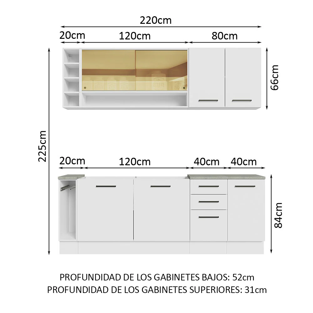 Combo completo de Cocina Madesa Agata 220cm BB 01 - Image 2