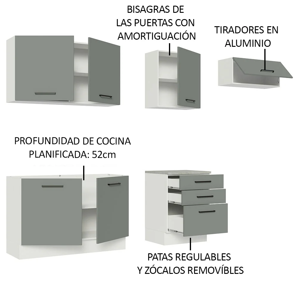 Combo completo de Cocina Madesa Agata 260cm BG 02 - Image 5