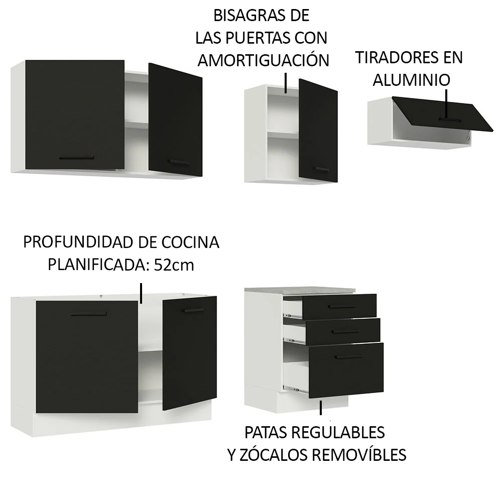 Combo completo de Cocina Madesa Agata 260cm BN 02 - Image 5