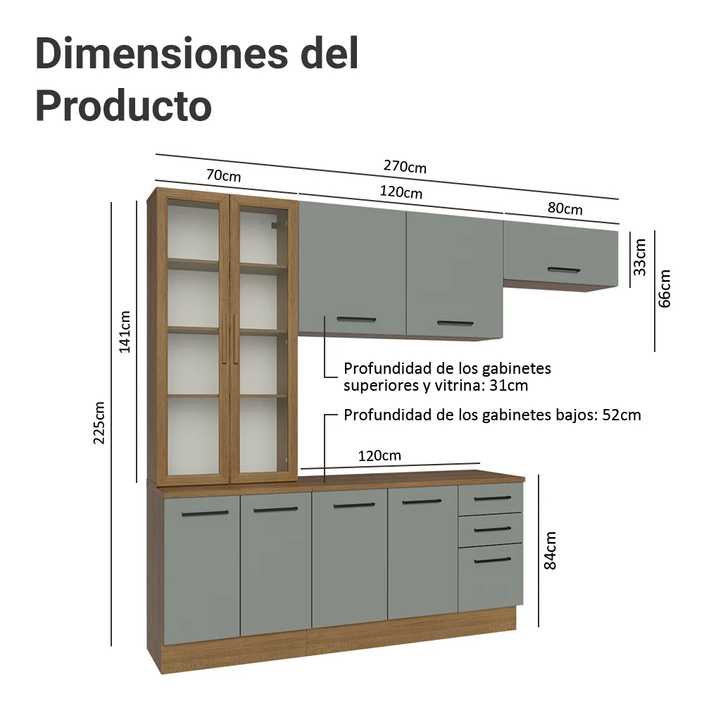 Combo completo de Cocina Madesa Agata 270cm MG 11 - Image 2