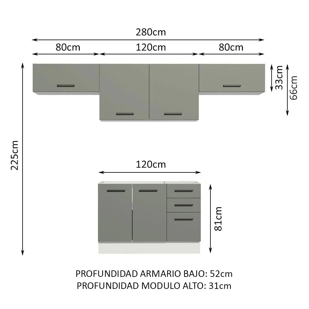 Combo completo de Cocina Madesa Agata 280cm BG 02 - Image 2