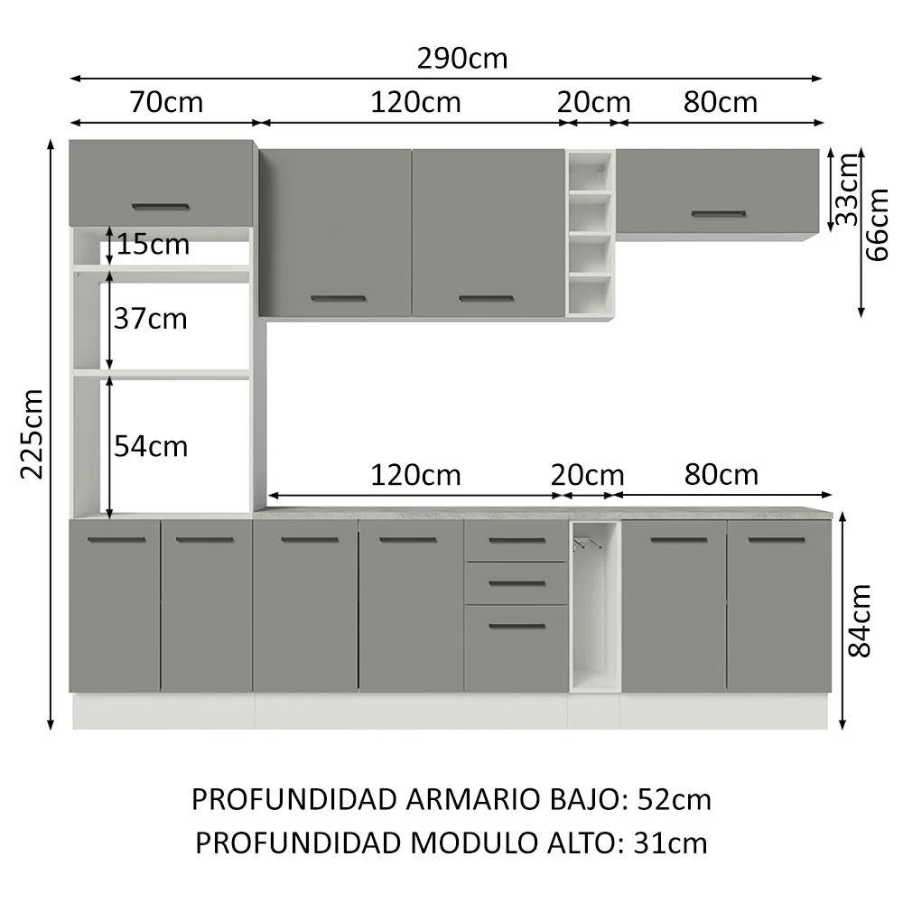 Combo completo de Cocina Madesa Agata 290cm BG 06 - Image 2
