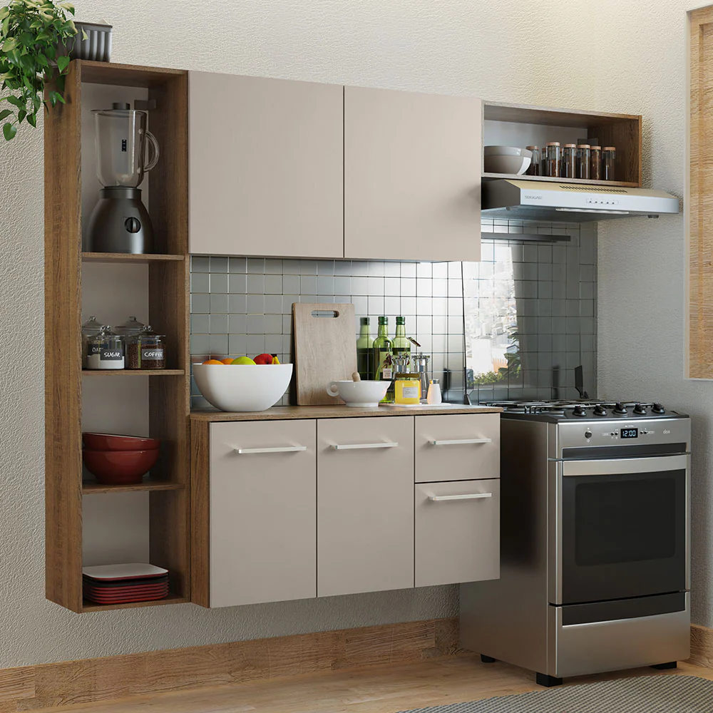 Combo de Cocina Madesa Easy 180cm Marrón/Crema