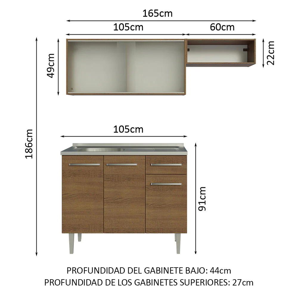 Combo de Cocina Madesa Emilly 165cm MM 05 - Image 2