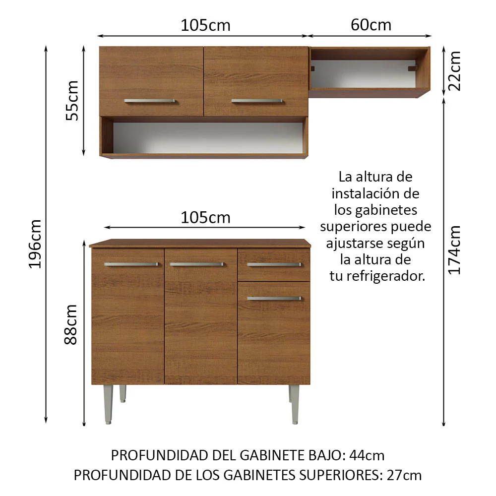 Combo de Cocina Madesa Emilly 165cm MM - Image 2