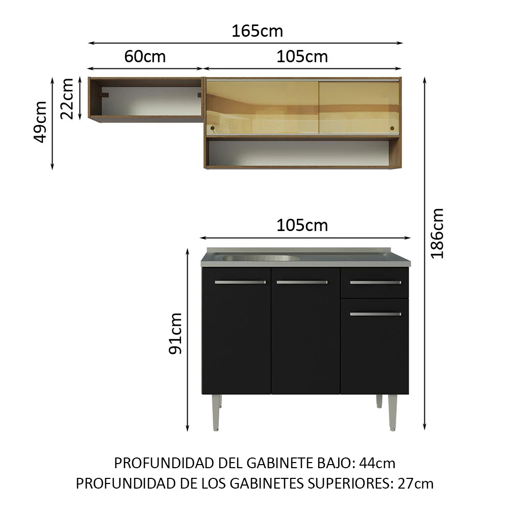 Combo de Cocina Madesa Emilly 165cm MN 01 - Image 2