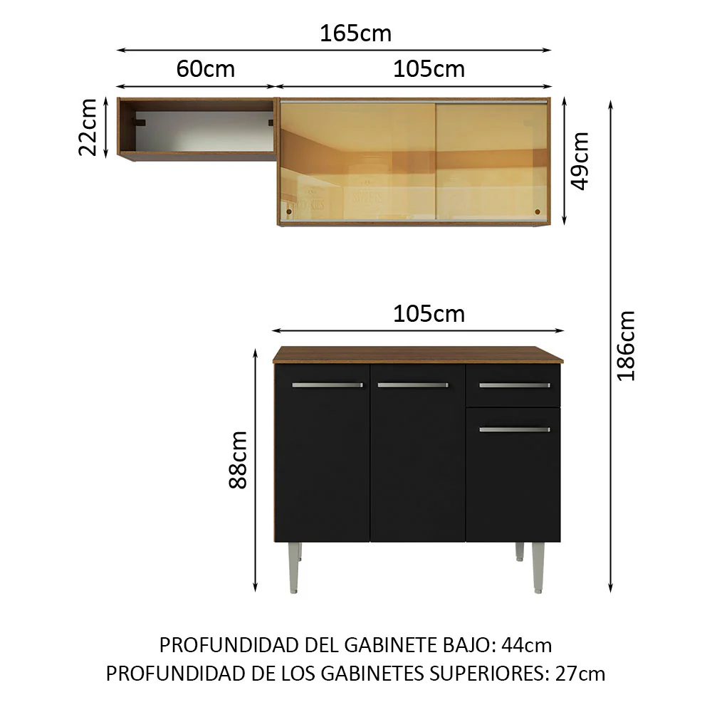 Combo de Cocina Madesa Emilly 165cm MN 04 - Image 2