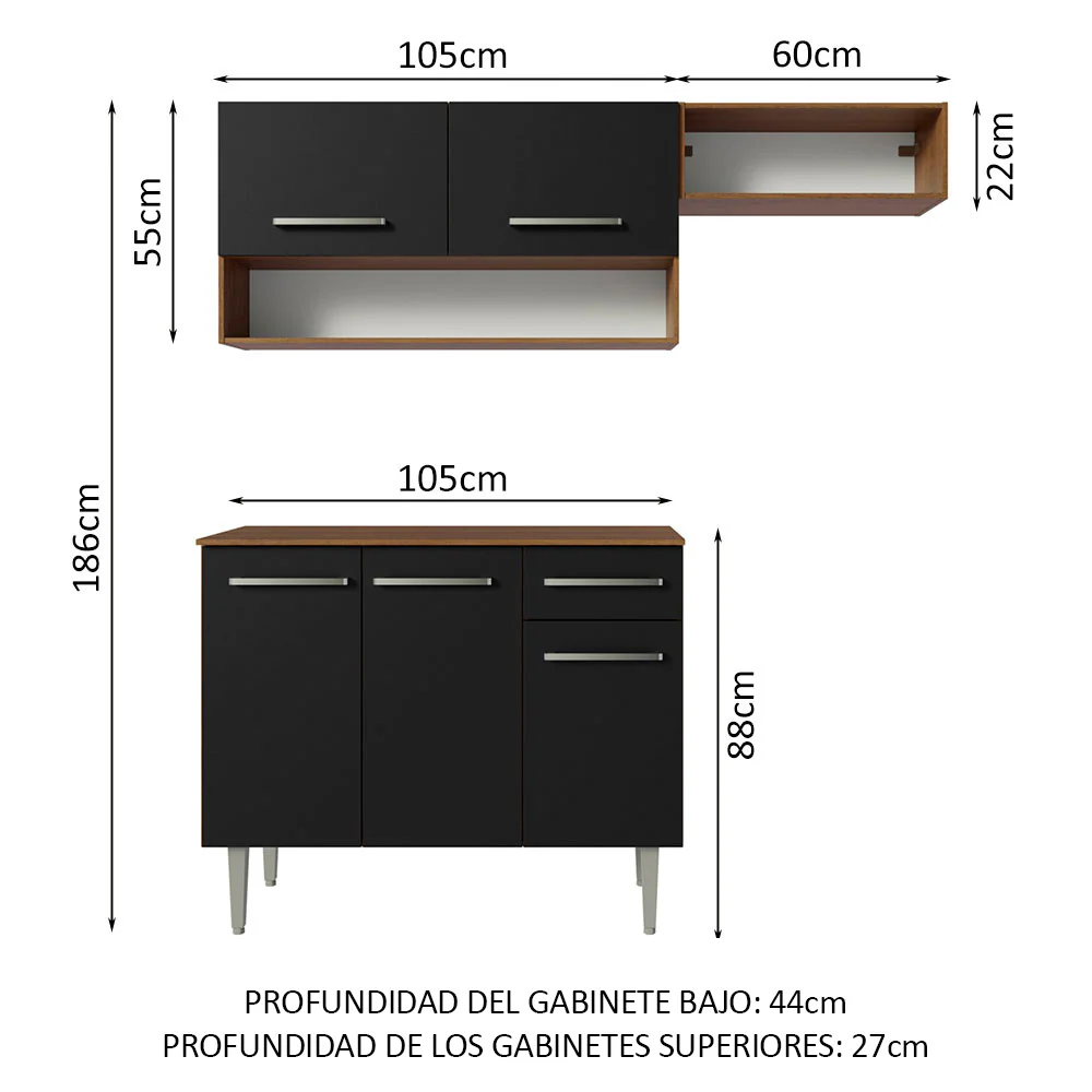 Combo de Cocina Madesa Emilly 165cm MN 07 - Image 2