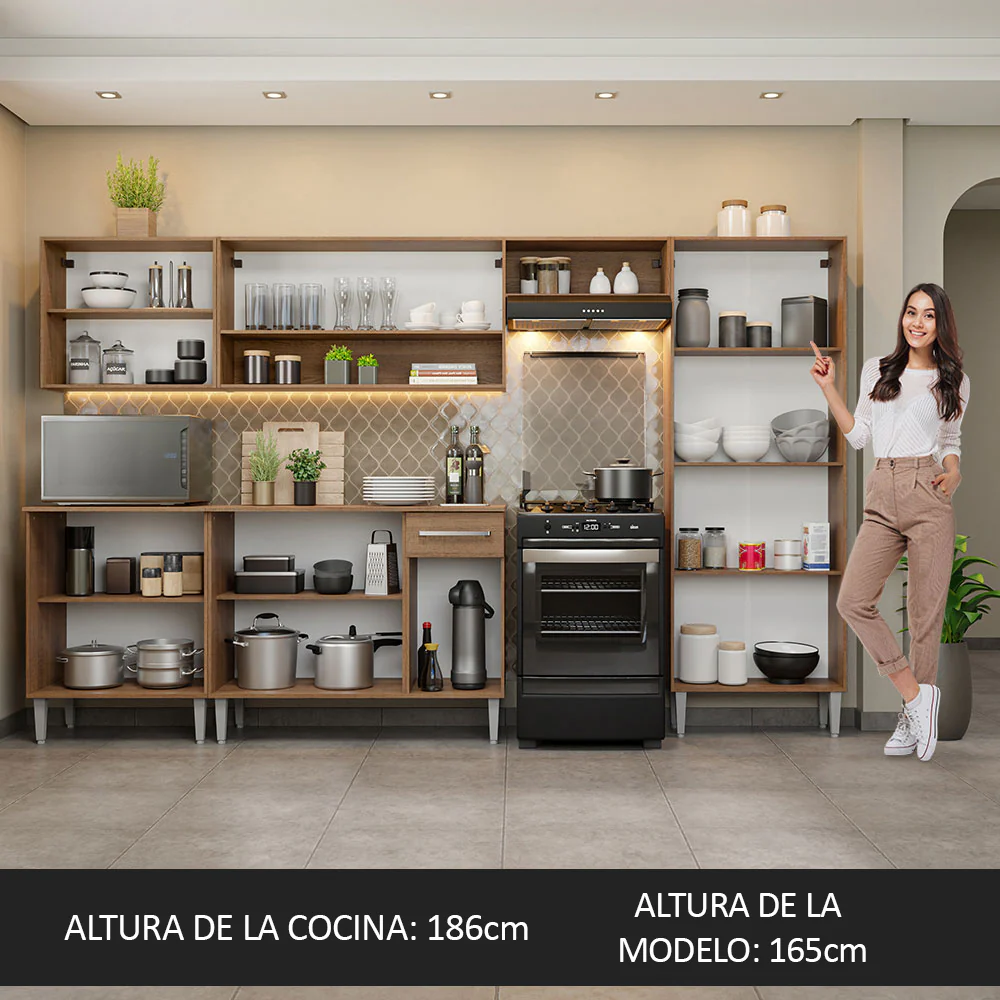 Combo completo de Cocina Madesa Emilly 2.90 Metros Marrón/Gris 01 - Image 5