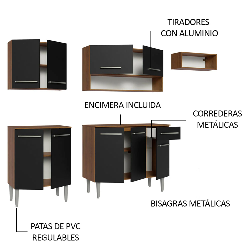 Combo completo de Cocina Madesa Emilly 229cm Marrón/Negro 13 - Image 4