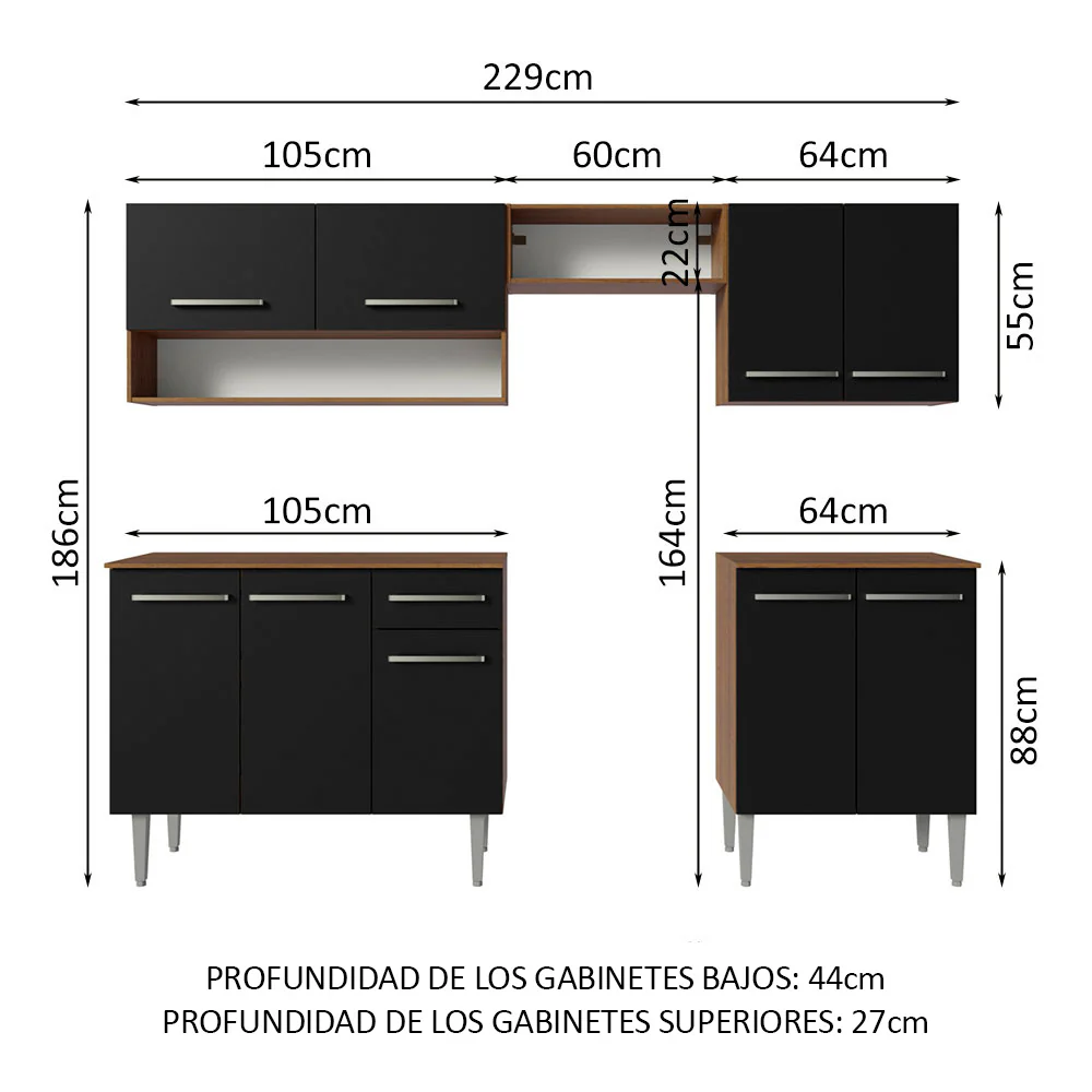 Combo completo de Cocina Madesa Emilly 229cm Marrón/Negro 15 - Image 2