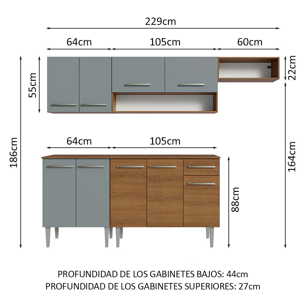 Combo completo de Cocina Madesa Emilly 229cm MG 13 - Image 2