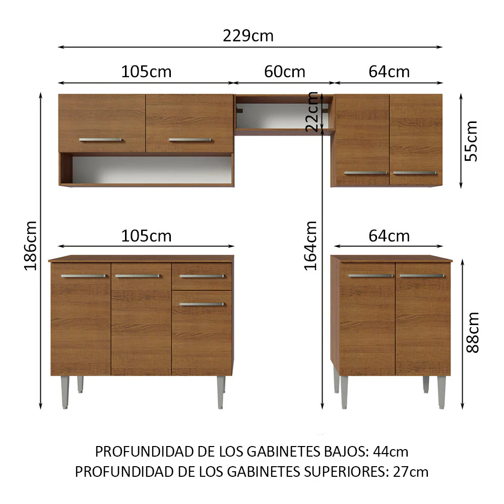 Combo completo de Cocina Madesa Emilly 229cm MM 15 - Image 2