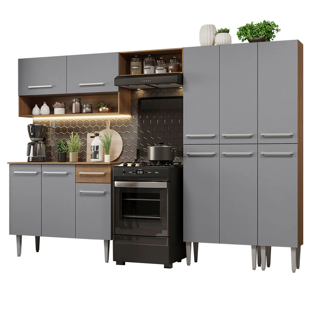 Combo completo de Cocina Madesa Emilly 261cm Marrón/Gris 02 - Image 3