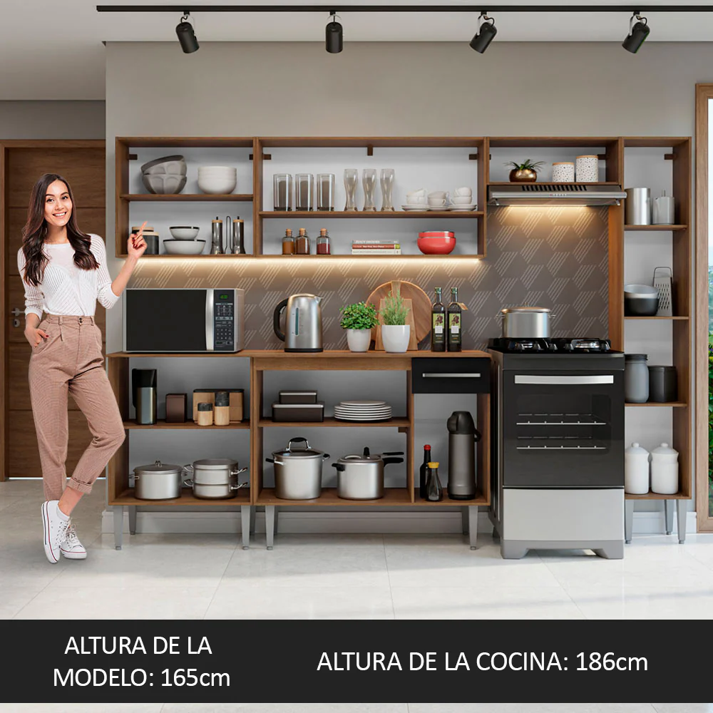 Combo completo de Cocina Madesa Emilly 261cm Marrón/Negro 09 - Image 5