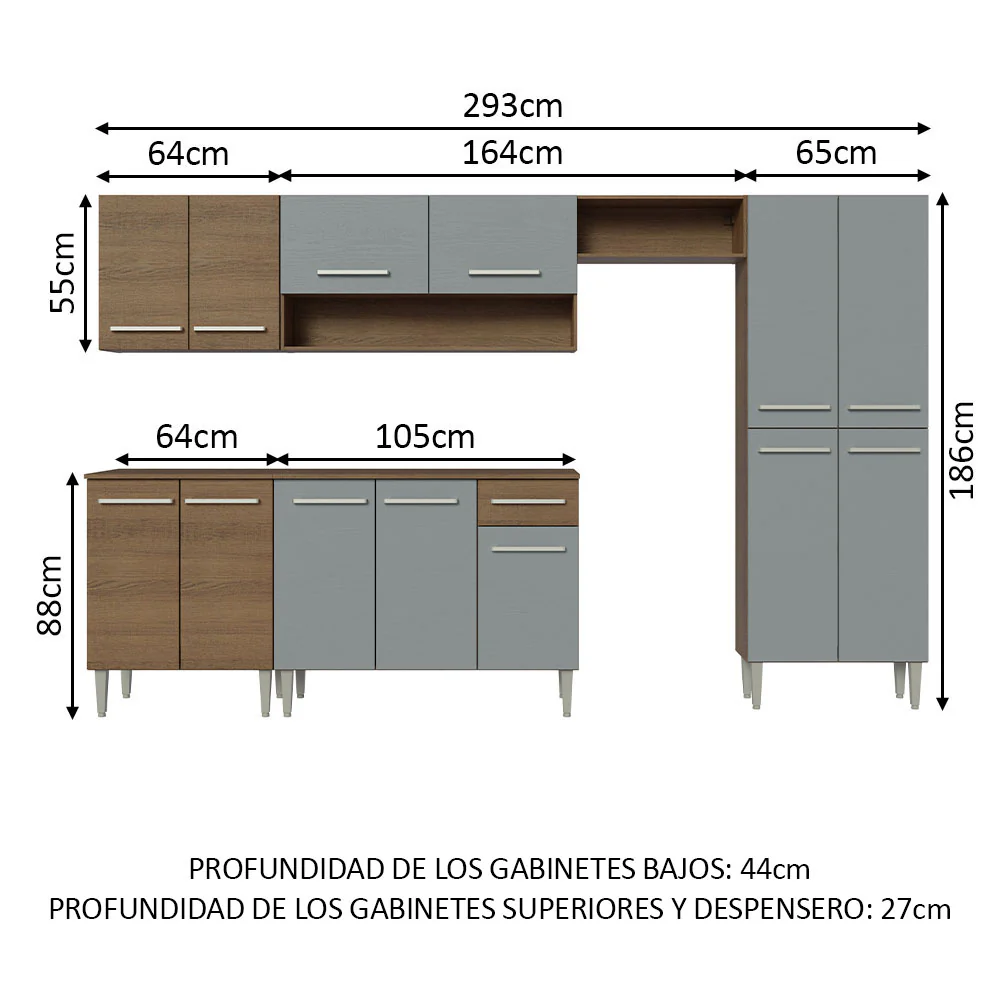 Combo completo de Cocina Madesa Emilly 293cm MG 01 - Image 2