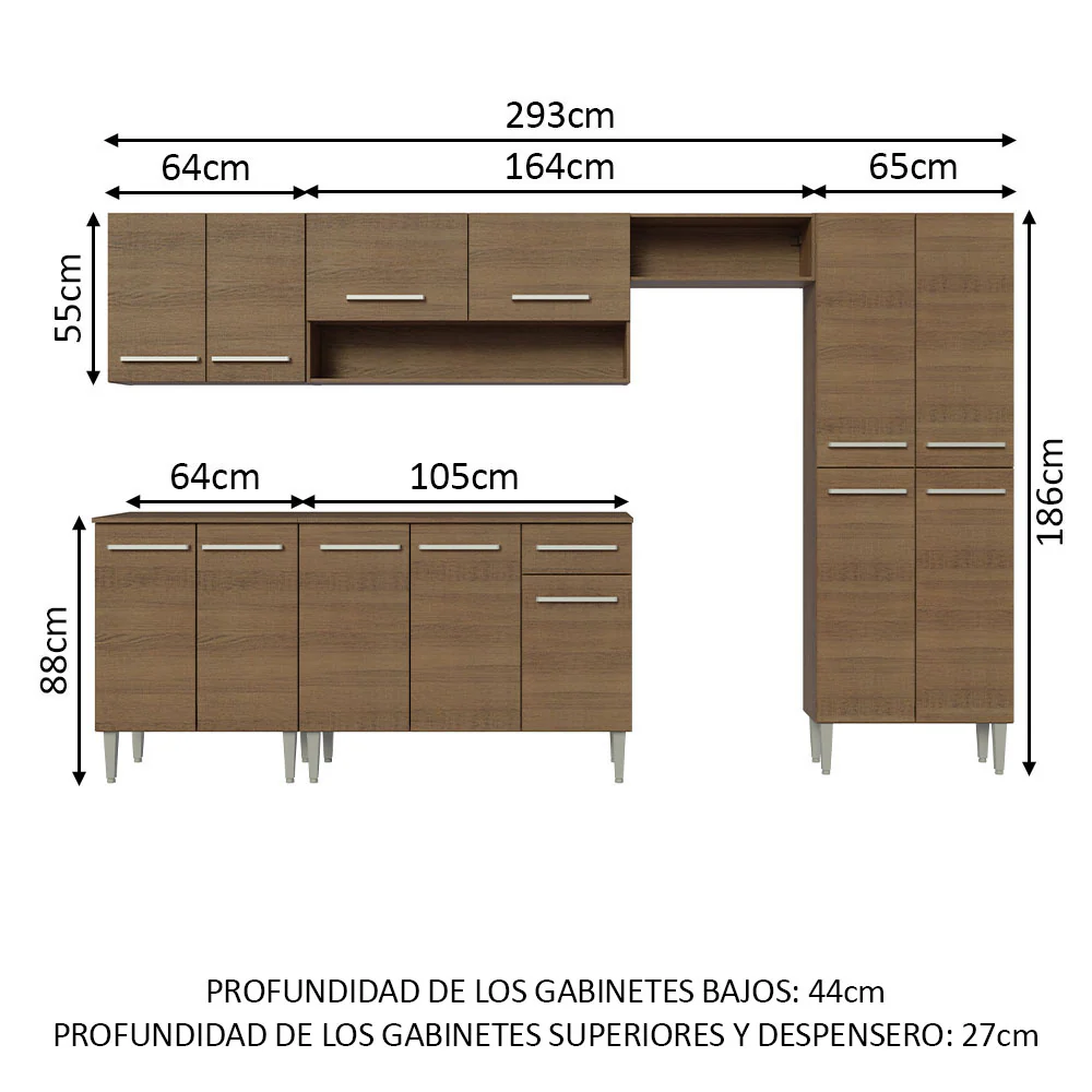 Combo completo de Cocina Madesa Emilly 293cm MM 01 - Image 3