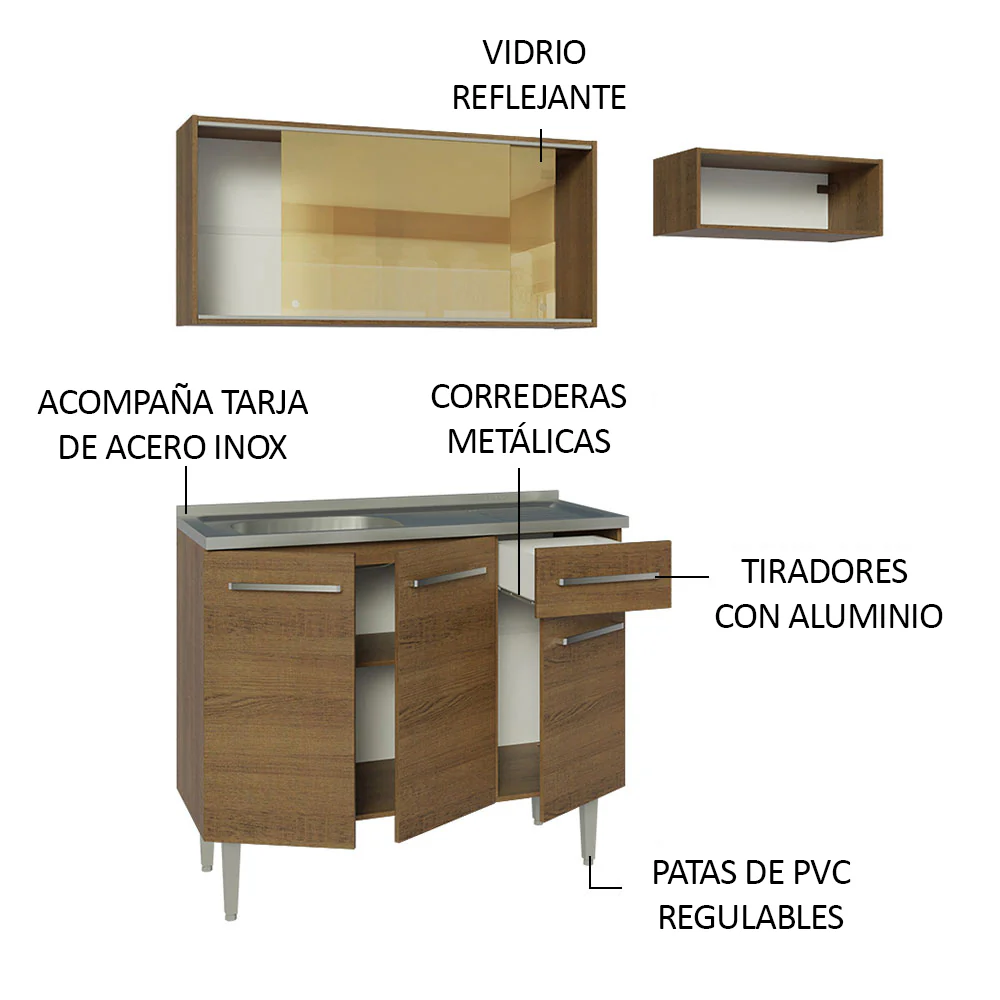 Combo de Cocina Madesa Emilly Con Bacha de acero inoxidable M 6 - Image 4