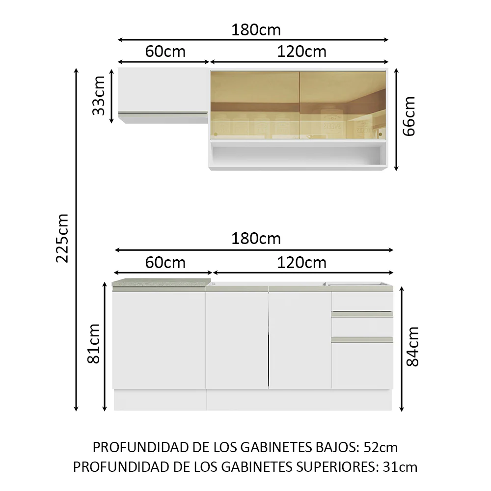 Combo de Cocina Madesa Glamy 180cm BB 08 - Image 2