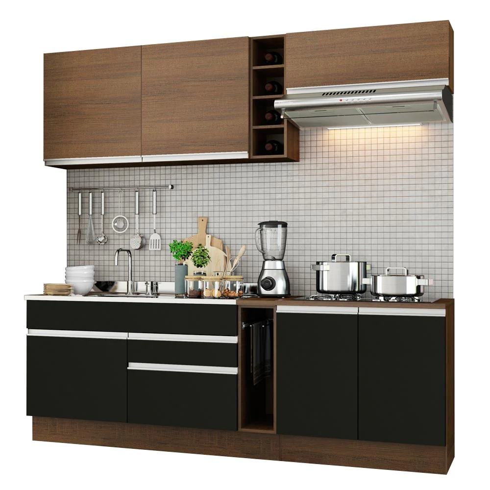 Combo completo de Cocina Madesa Glamy 220cm Marrón/Negro/Marrón 03 - Image 3