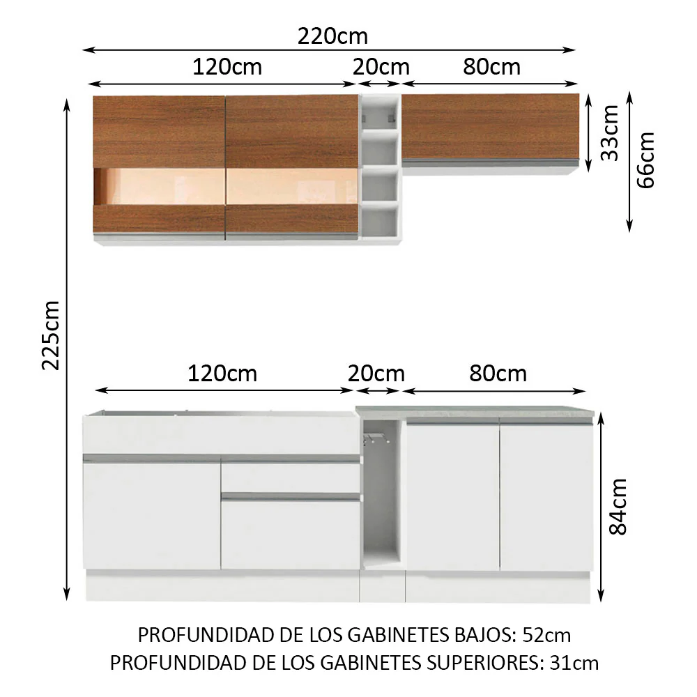 Combo completo de Cocina Madesa Glamy 220cm MB - Image 2