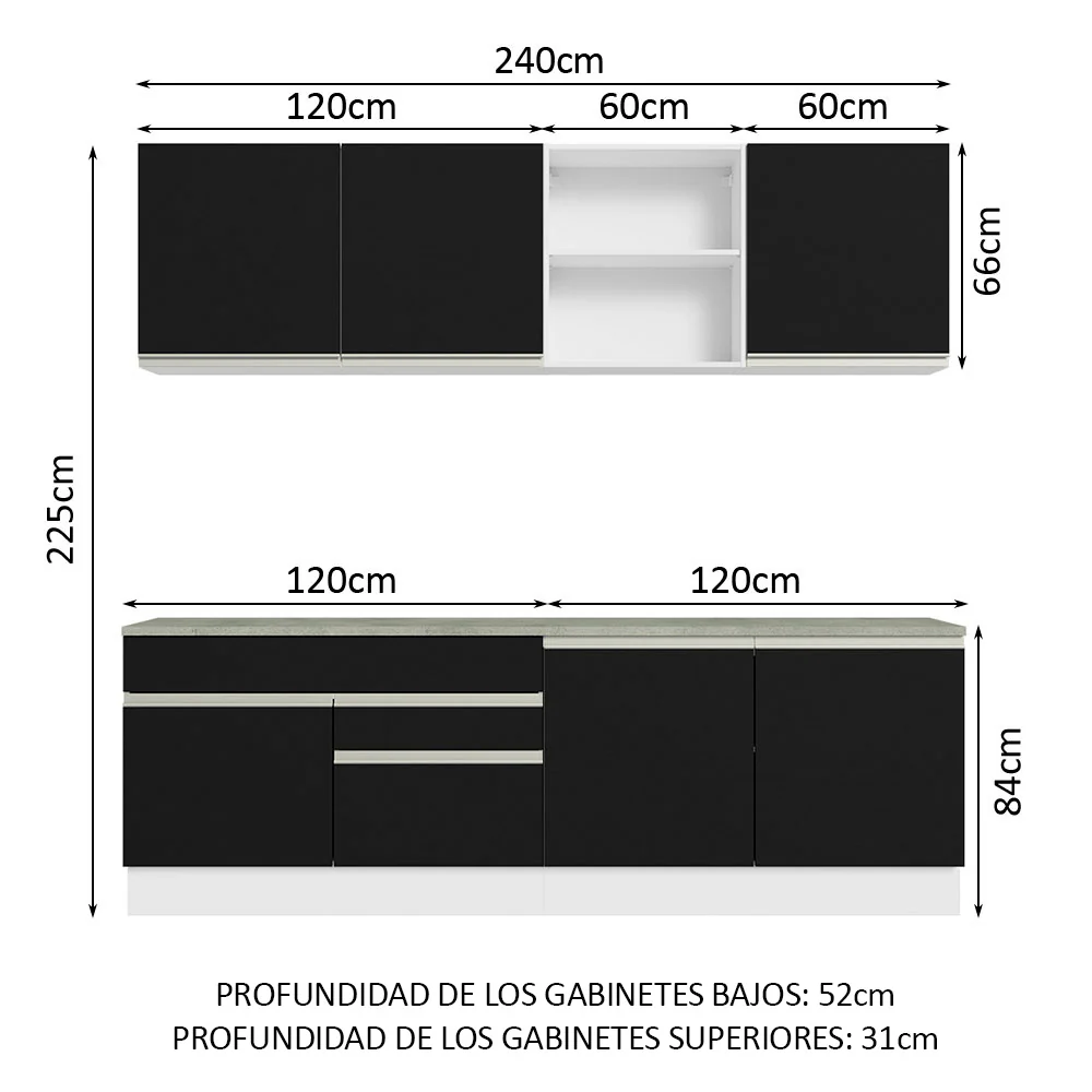 Combo completo de Cocina Madesa Glamy 240cm BN 06 - Image 2
