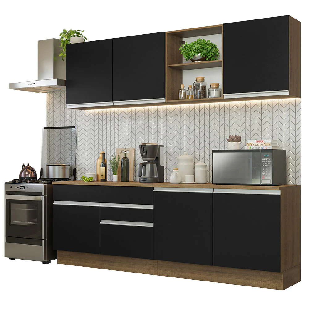 Combo completo de Cocina Madesa Glamy 240cm Marrón/Negro 06 - Image 3
