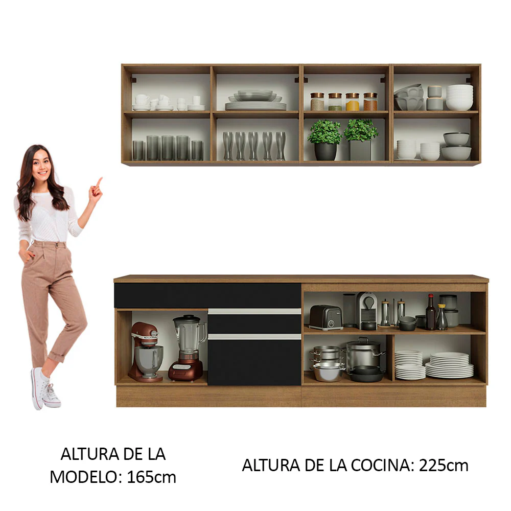 Combo completo de Cocina Madesa Glamy 240cm Marrón/Negro 06 - Image 4