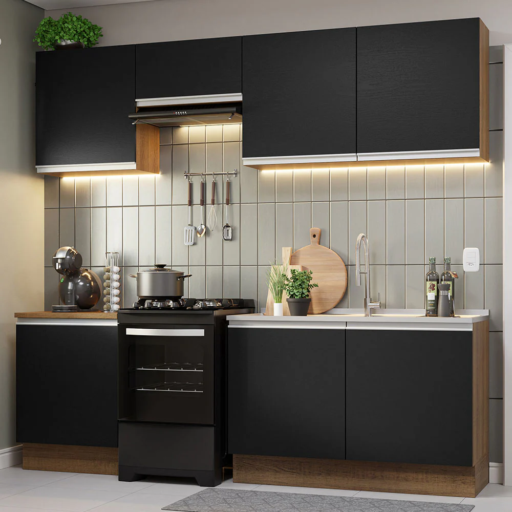 Combo completo de Cocina Madesa Glamy 240cm Marrón/Negro 09