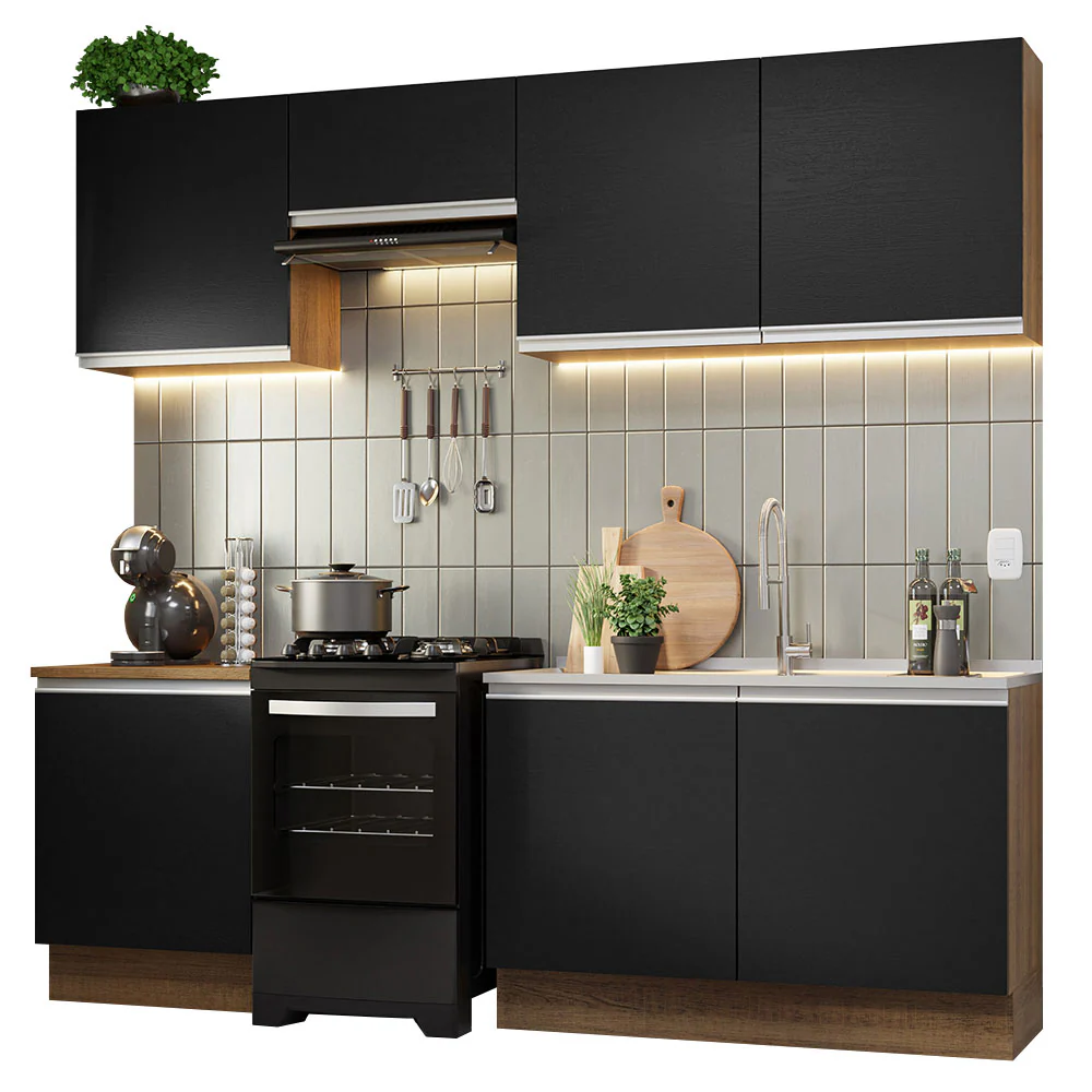 Combo completo de Cocina Madesa Glamy 240cm Marrón/Negro 09 - Image 3