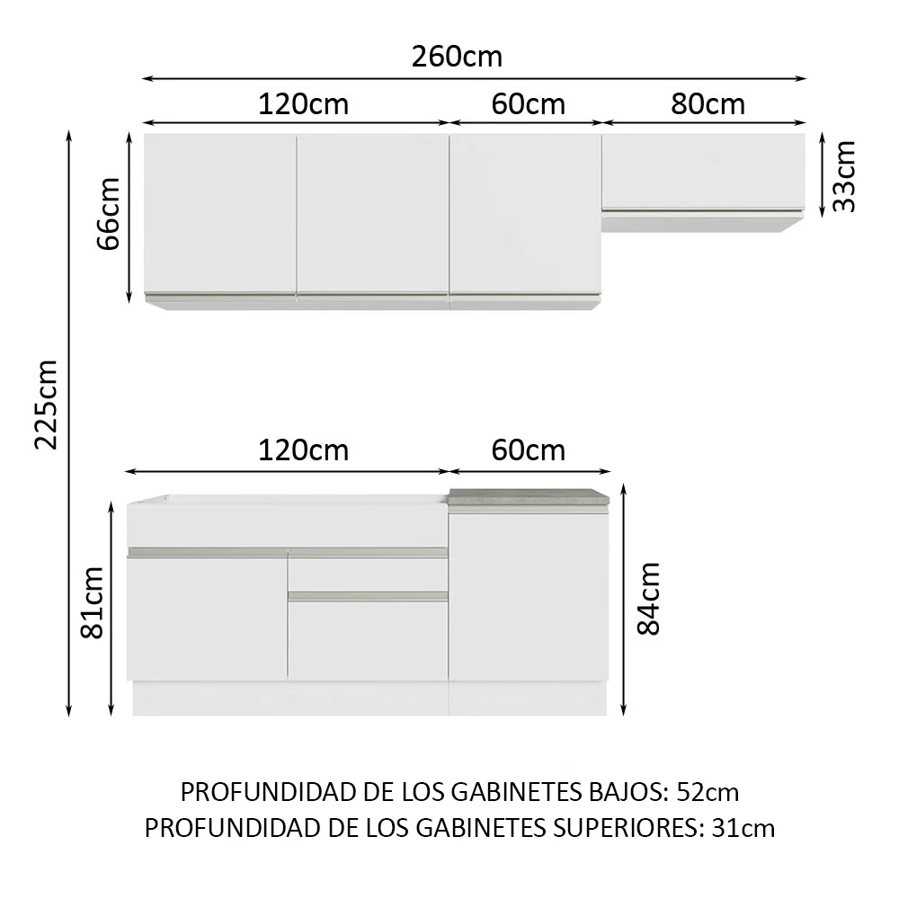 Combo completo de Cocina Madesa Glamy 260cm 03 - Image 3